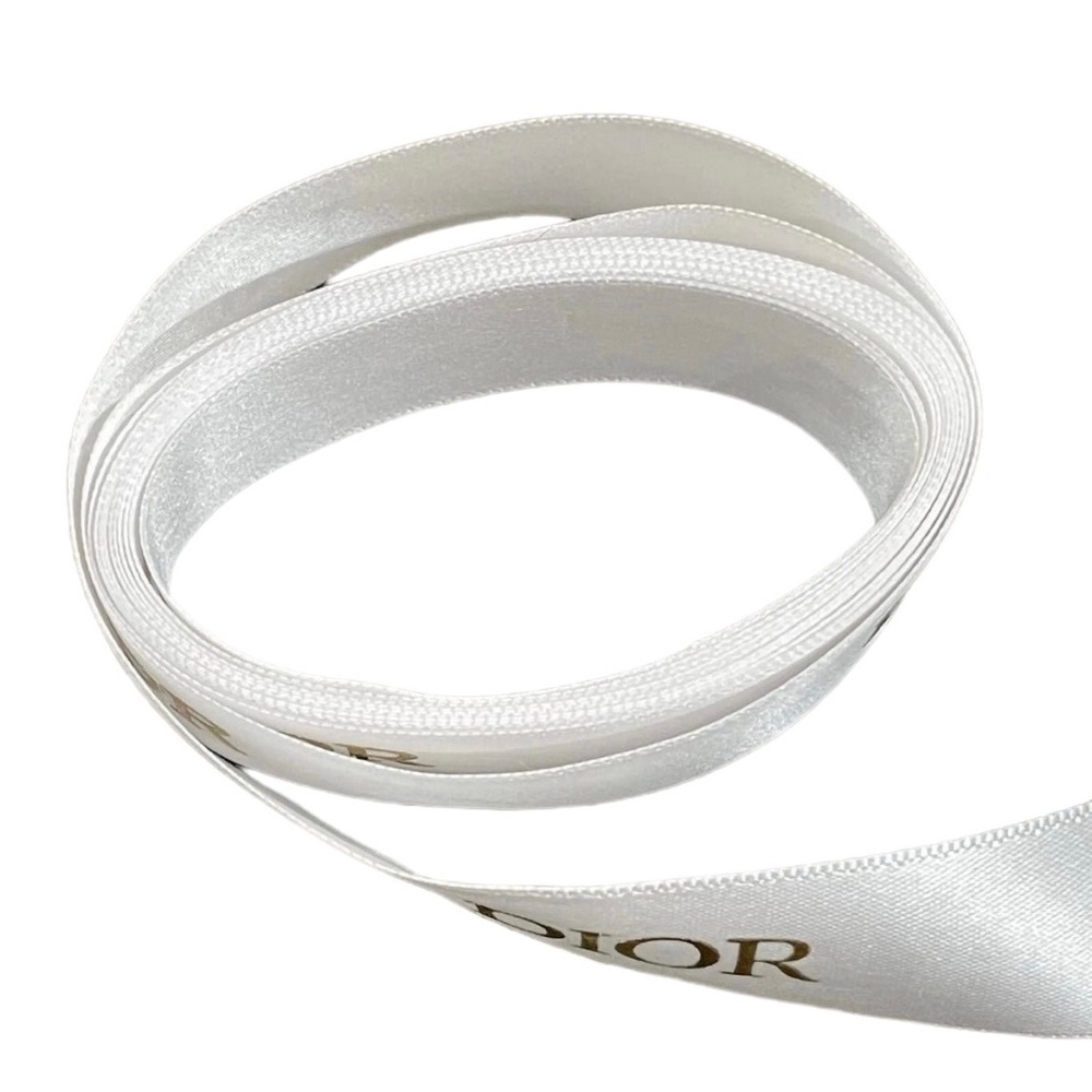 New DIOR Authentic White Satin Ribbon Gold Logo Lettering 70” - Picture 5 of 7